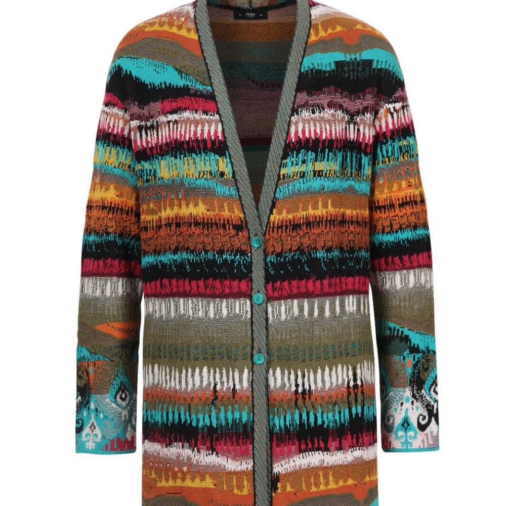 Ivko Sunset Coatigan Coat Cardigan NWT  Long Jacket Buttons V Neck 211603 42/XL